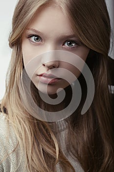 Beautiful blond teen girl portrait