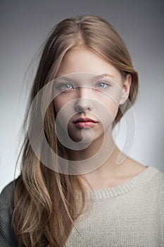 Beautiful blond teen girl portrait