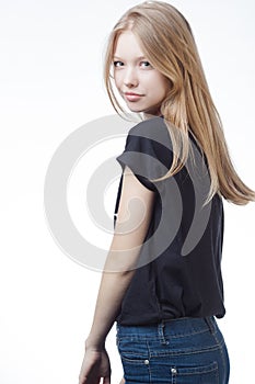 Beautiful blond teen girl portrait