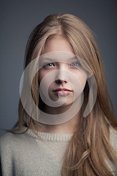 Beautiful blond teen girl portrait