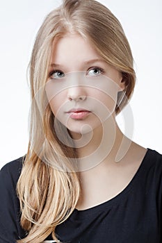 Beautiful blond teen girl portrait photo