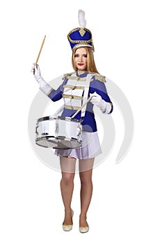 Beautiful blond woman drummer