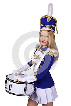Beautiful blond woman drummer