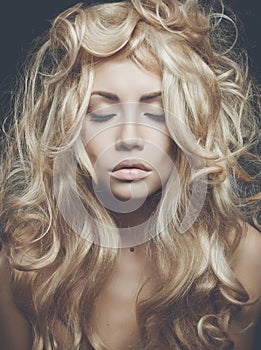 Beautiful blond woman portrait