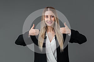 Beautiful blonde business woman portrait