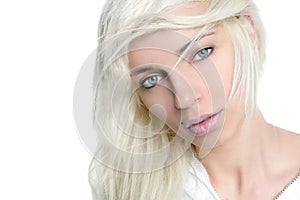 Beautiful blonde girl fashion wind long hair