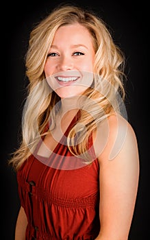 Beautiful Blonde Lady in a Red Dress