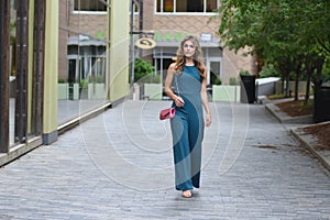 Beautiful Blonde Model Walking Down the Street