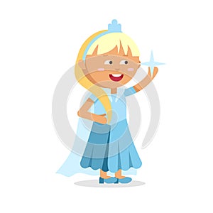 Beautiful blonde princess Cinderella in blue dress photo