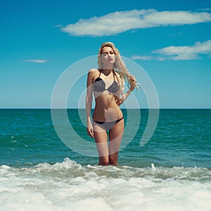 Beautiful blonde at the sea