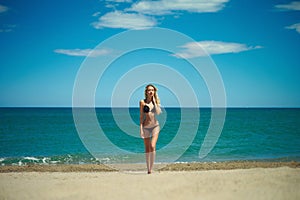 Beautiful blonde at the sea