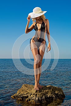 Beautiful blonde at the sea