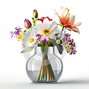 Beautiful bloom flower in vase on white background wallpaper illustration