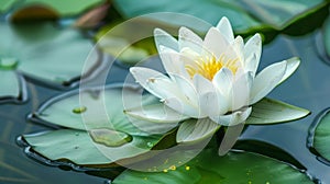 Beautiful blooming white water lily lotus flower