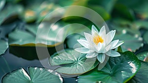 Beautiful blooming white water lily lotus flower