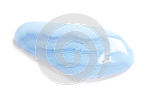 Beautiful blue agate gemstone on white