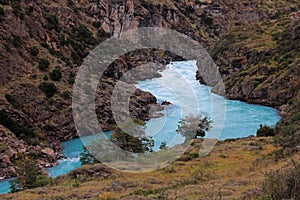 Beautiful blue Baker river, Carretera Austral, Patagonia, Chile