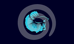 Beautiful blue betta fish logo vector icon illustration design