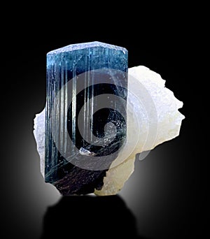 beautiful blue cap tourmaline elbaite crystal with albite Mineral specimen from skardu Pakistan