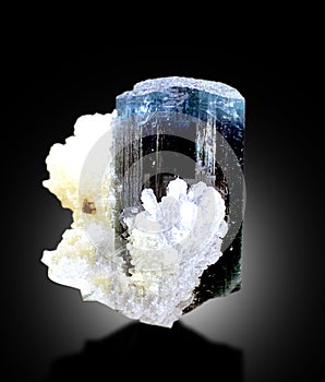 beautiful blue cap tourmaline elbaite crystal with albite Mineral specimen from skardu Pakistan