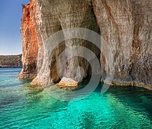 Blue caves, Zakinthos island, Greece photo