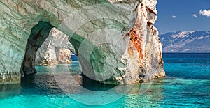 Blue caves, Zakinthos island, Greece photo