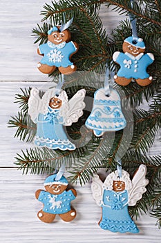 Beautiful blue Christmas gingerbread cookie