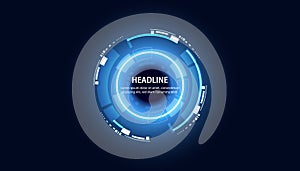 Beautiful blue digital circle on a technology background. Copy space for adding headlines