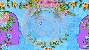 beautiful blue floral abstract showing love of mother for kid. concept for mother\'s day.