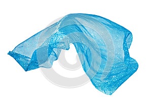 Beautiful blue flowing cloth flying in the wind