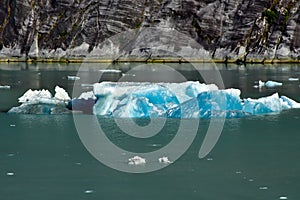 Beautiful blue Iceberg floating in Alaska