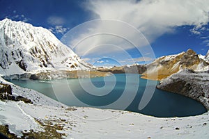 Beautiful blue lake in high altitude