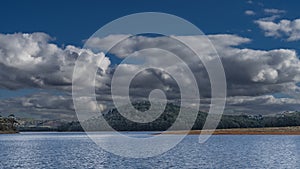 A beautiful blue lake. Ripples on calm water. Mantasoa Lake. Madagascar.