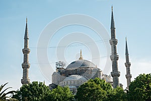 Beautiful Blue mosque of Sultan Ahmed against a clear sky