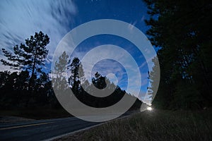 Beautiful blue night sky in rural Louisiana