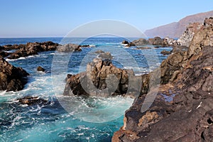 Beautiful blue ocean water in Los Gigantes, Spain