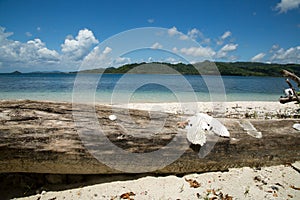 Beautiful blue ocean and white sand beach.