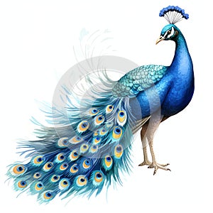 beautiful blue peacocks feather clipart illustration
