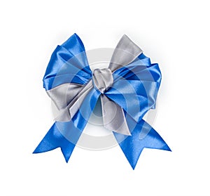 Beautiful blue satin gift bow
