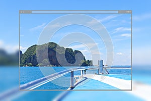 Beautiful blue sea and island on speed boat background.