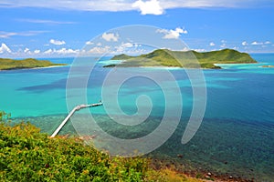 Beautiful blue seascape at Khao Ma Cho Pier Samaesan Island Chonburi at Thailand.