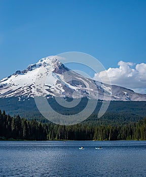 Beautiful Blue Skies ,Trillium Lake and Mt Hood on a Summer`s Day