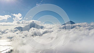 Beautiful blue sky above Batur mountain