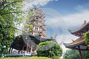 Beautiful blue sky above Vihara Buddhagaya Watugong