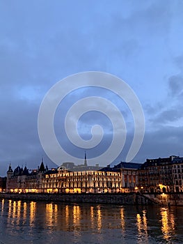 Beautiful blue sky  on a background city Paris