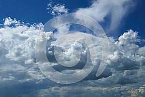 Beautiful blue sky and bright clouds as abstract background