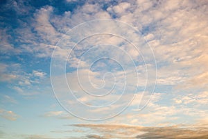 Beautiful blue sky with cloud before sunset