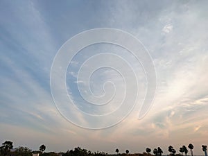 Beautiful blue sky and clouds in unusual shapes landscape