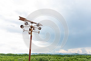 Beautiful blue sky with compass for navigator