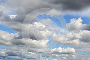 Beautiful blue sky with discrete white clouds